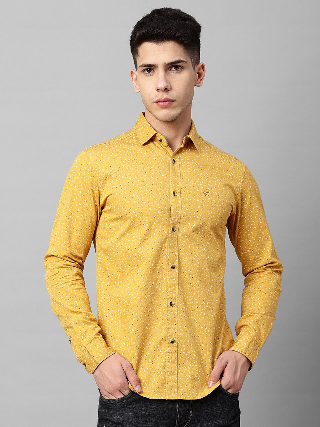

Blue Buddha Floral Printed Cotton Casual Shirt, Yellow