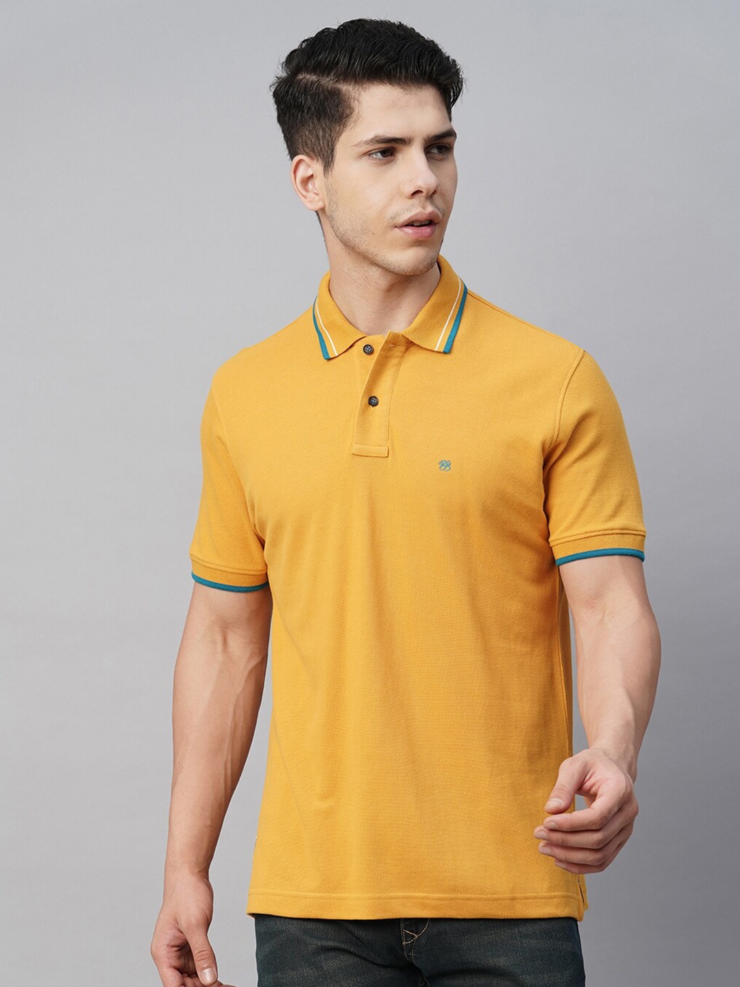 

Blue Buddha Cotton Polo Collar T-shirt, Mustard