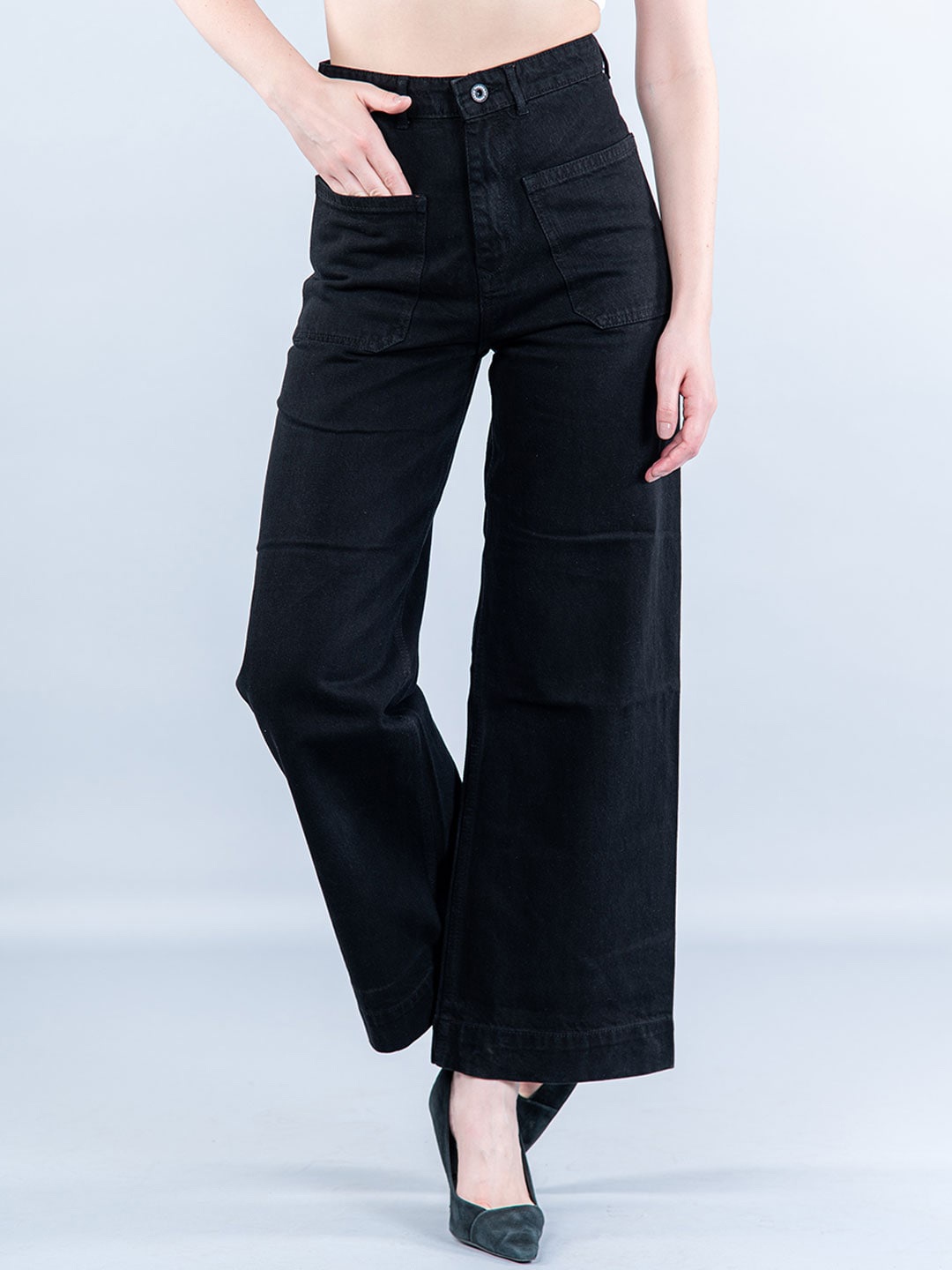 

Tistabene Women Comfort Stretchable Wide Leg Jeans, Black