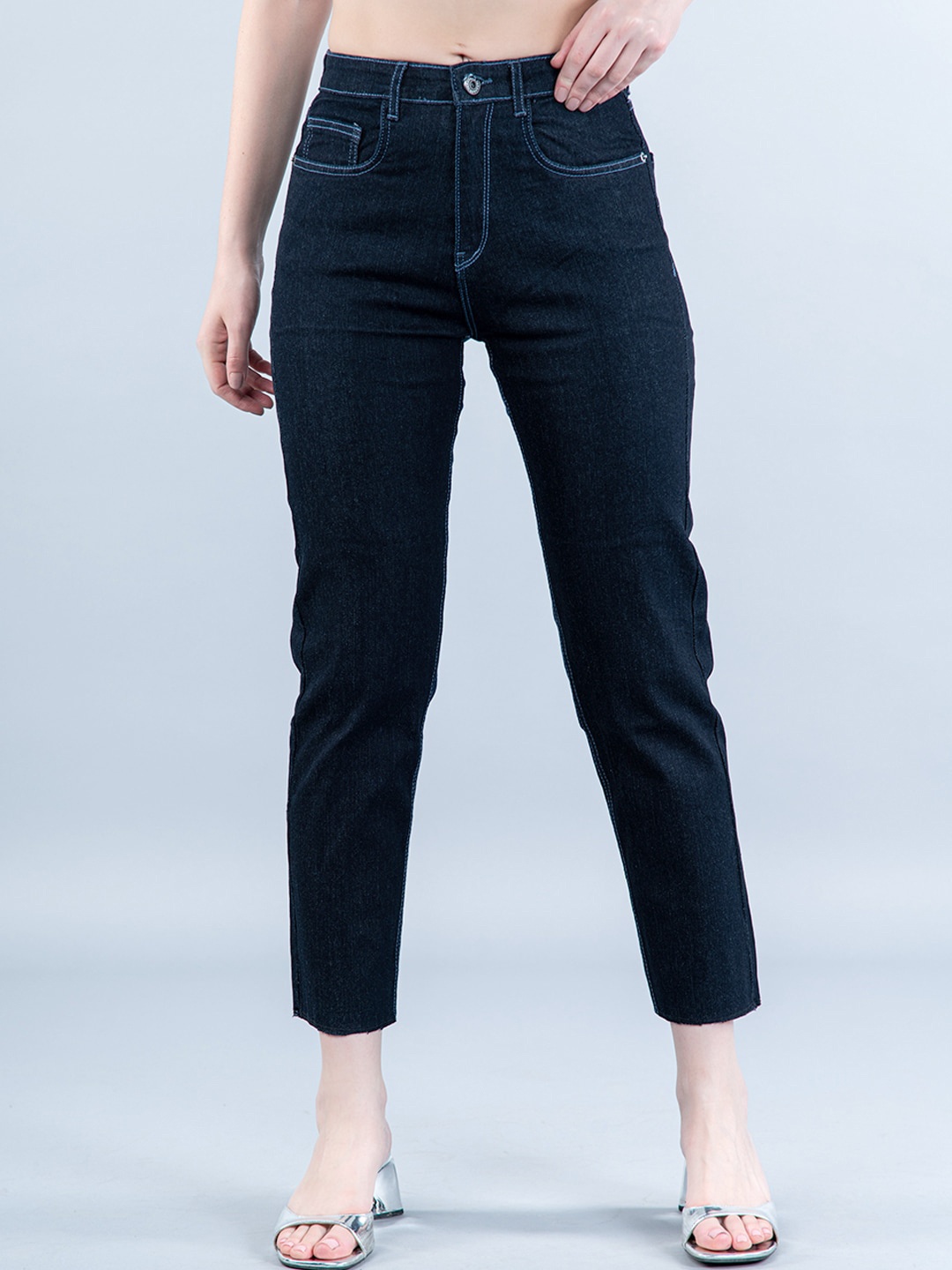

Tistabene Women Comfort Mid-Rise Stretchable Clean Look Jeans, Blue
