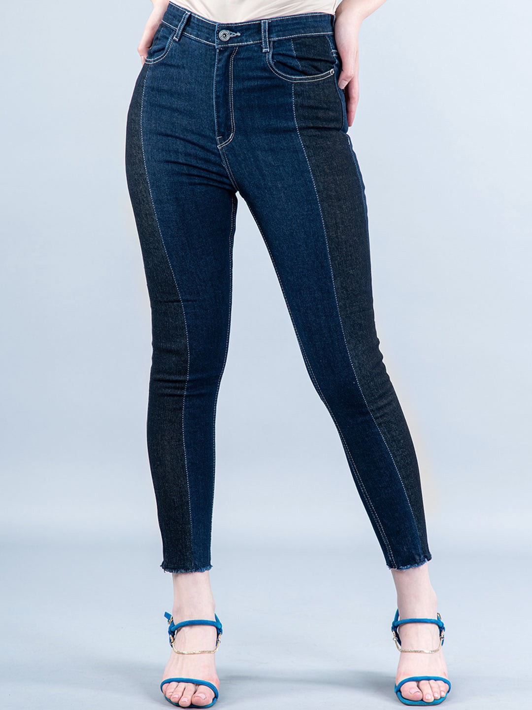 

Tistabene Women Comfort Skinny Fit Stretchable Mid-Rise Cotton Jeans, Blue
