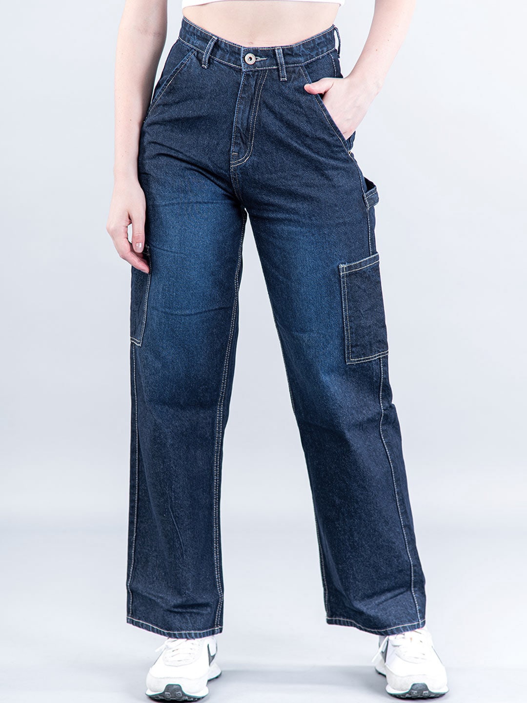 

Tistabene Women Comfort Flared Clean Look Light Fade Stretchable Jeans, Blue