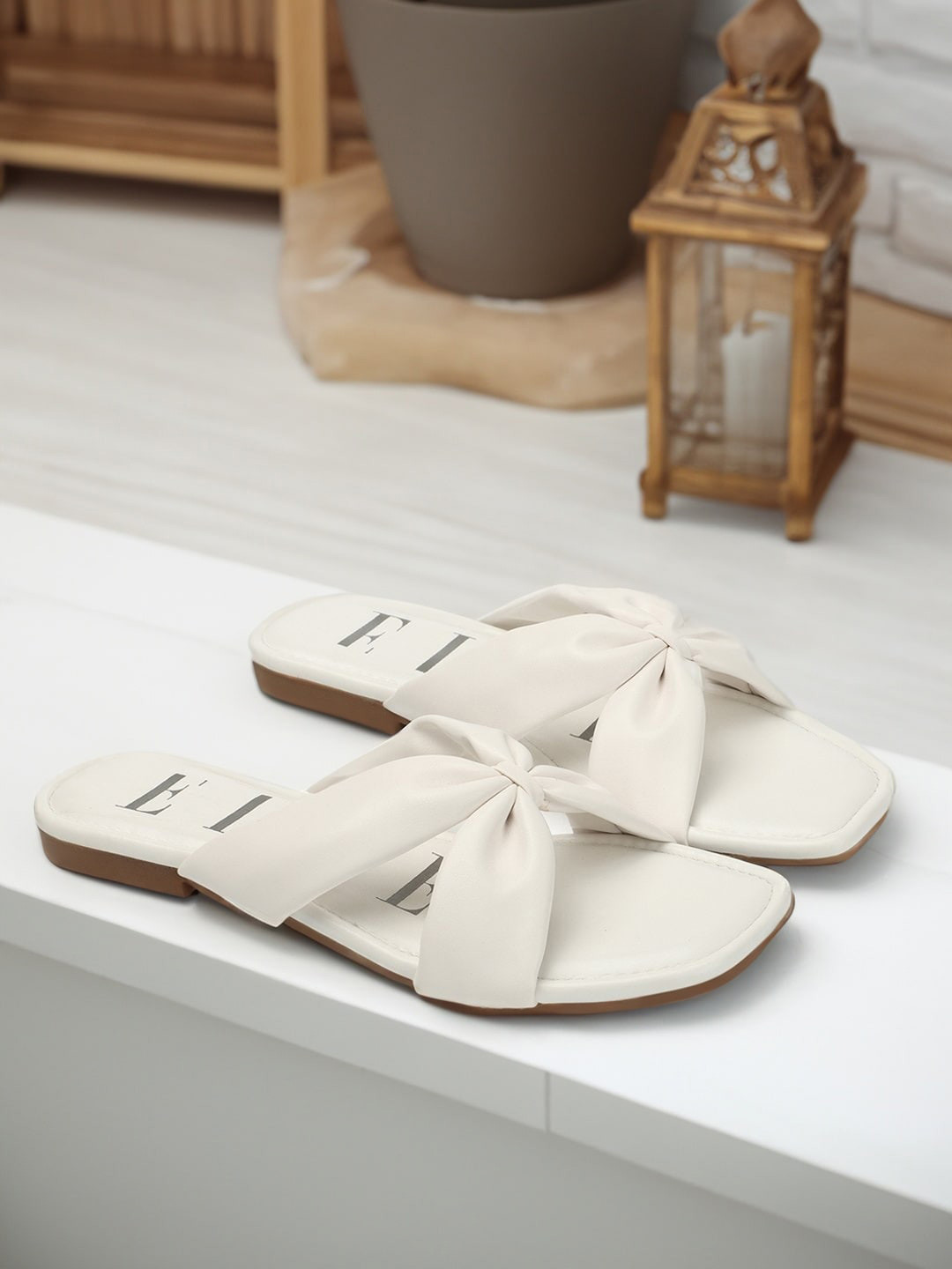 

ELLE Knotted Open Toe Flats, White
