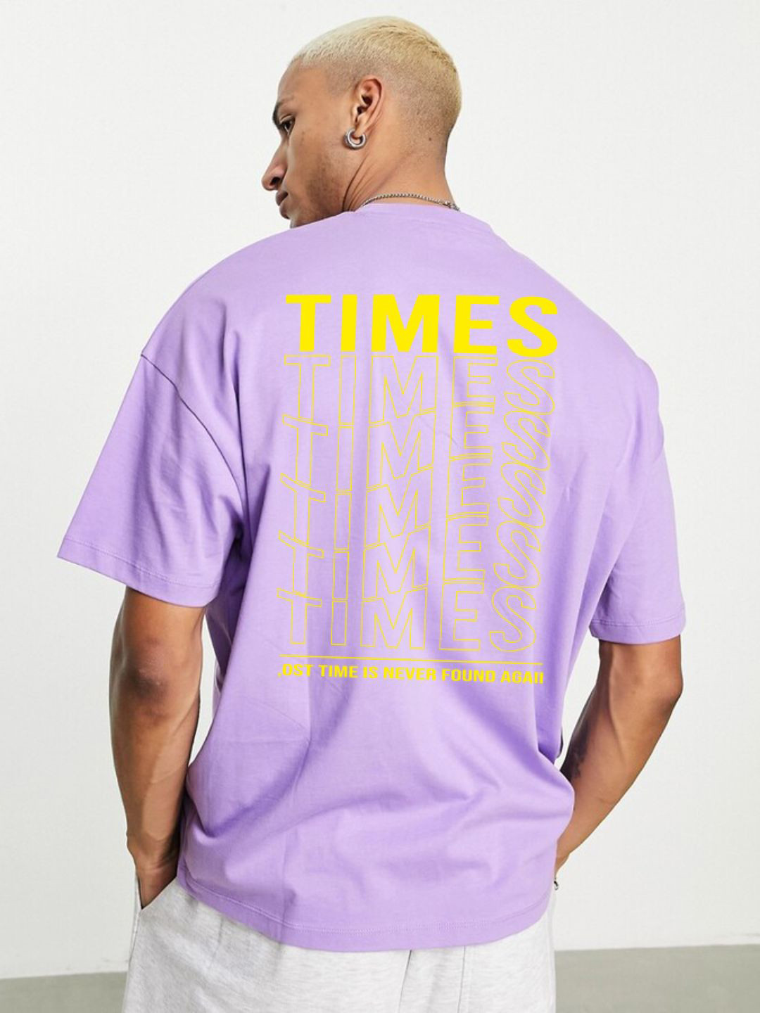 

Imsa Moda Typography Printed Oversized Cotton T-shirt, Lavender