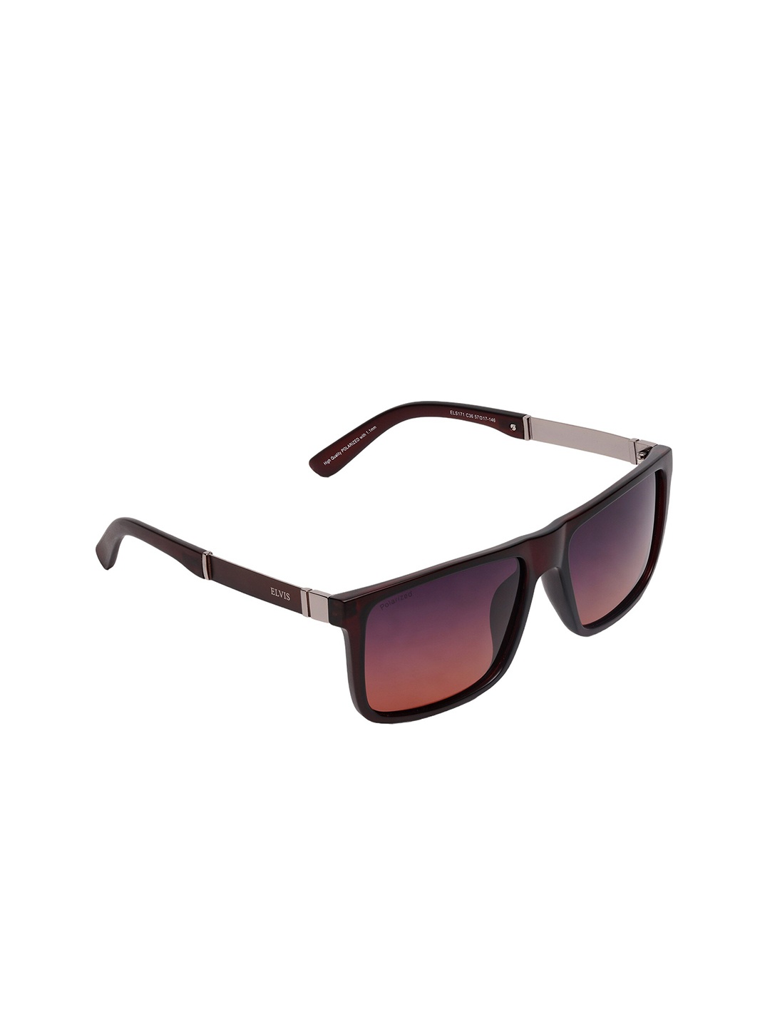 

ELVIS Men Rectangle Sunglasses with UV Protected Lens ELS171 C36, Brown