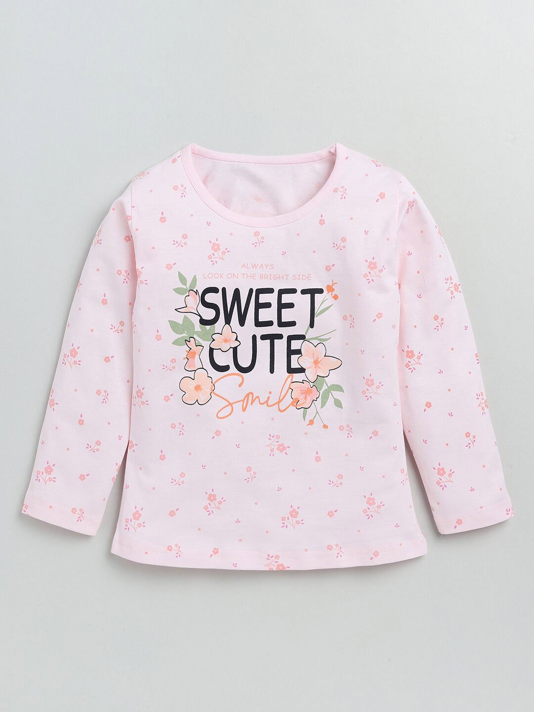 

YK Girls Typography Printed Pure Cotton T-shirt, Pink