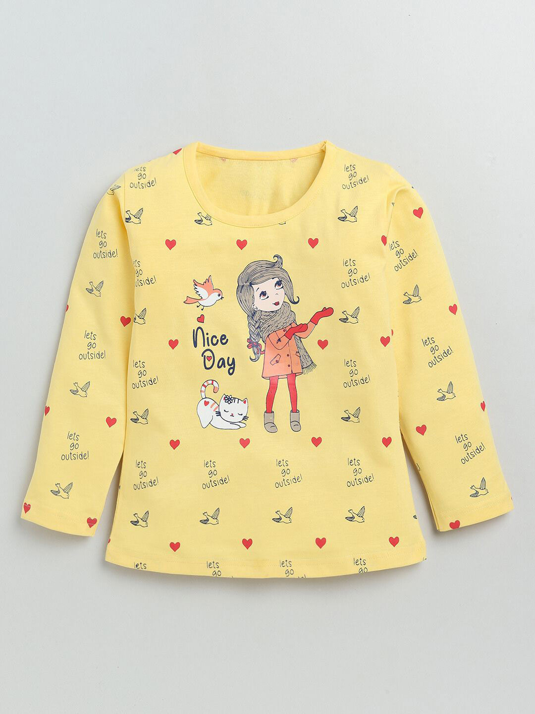 

YK Girls Conversational Printed Pure Cotton T-Shirt, Yellow