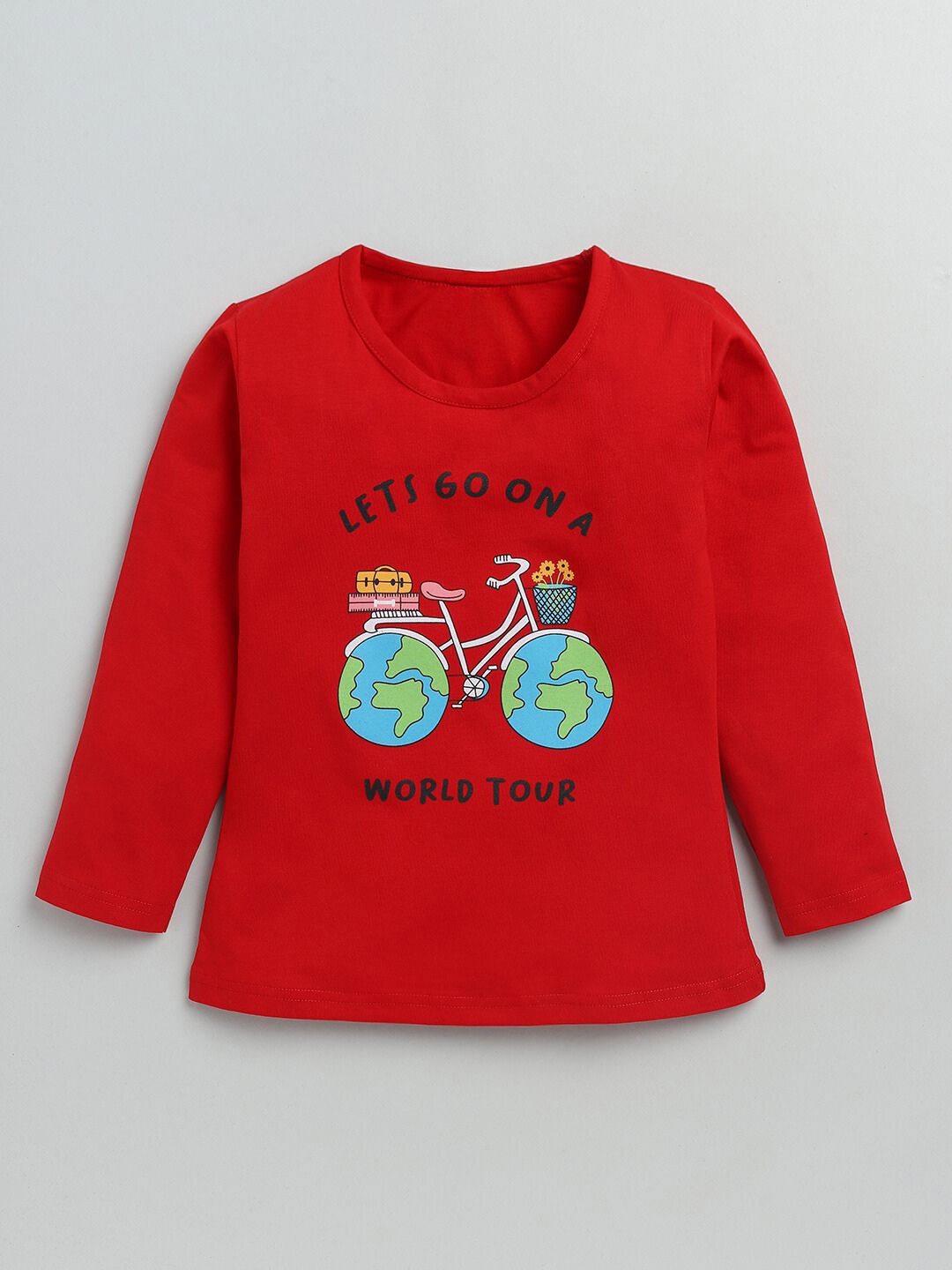 

YK Girls Graphic Printed Cotton T-shirt, Red