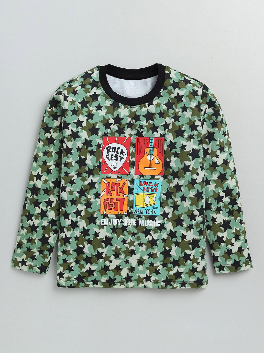 

YK Boys Typography Printed Cotton T-shirt, Green