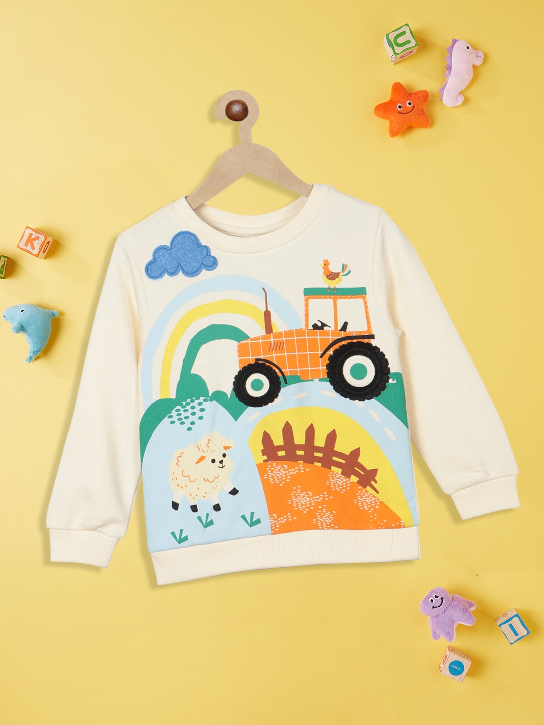 

Nauti Nati Boys Graphic Printed Sweatshirt, Off white