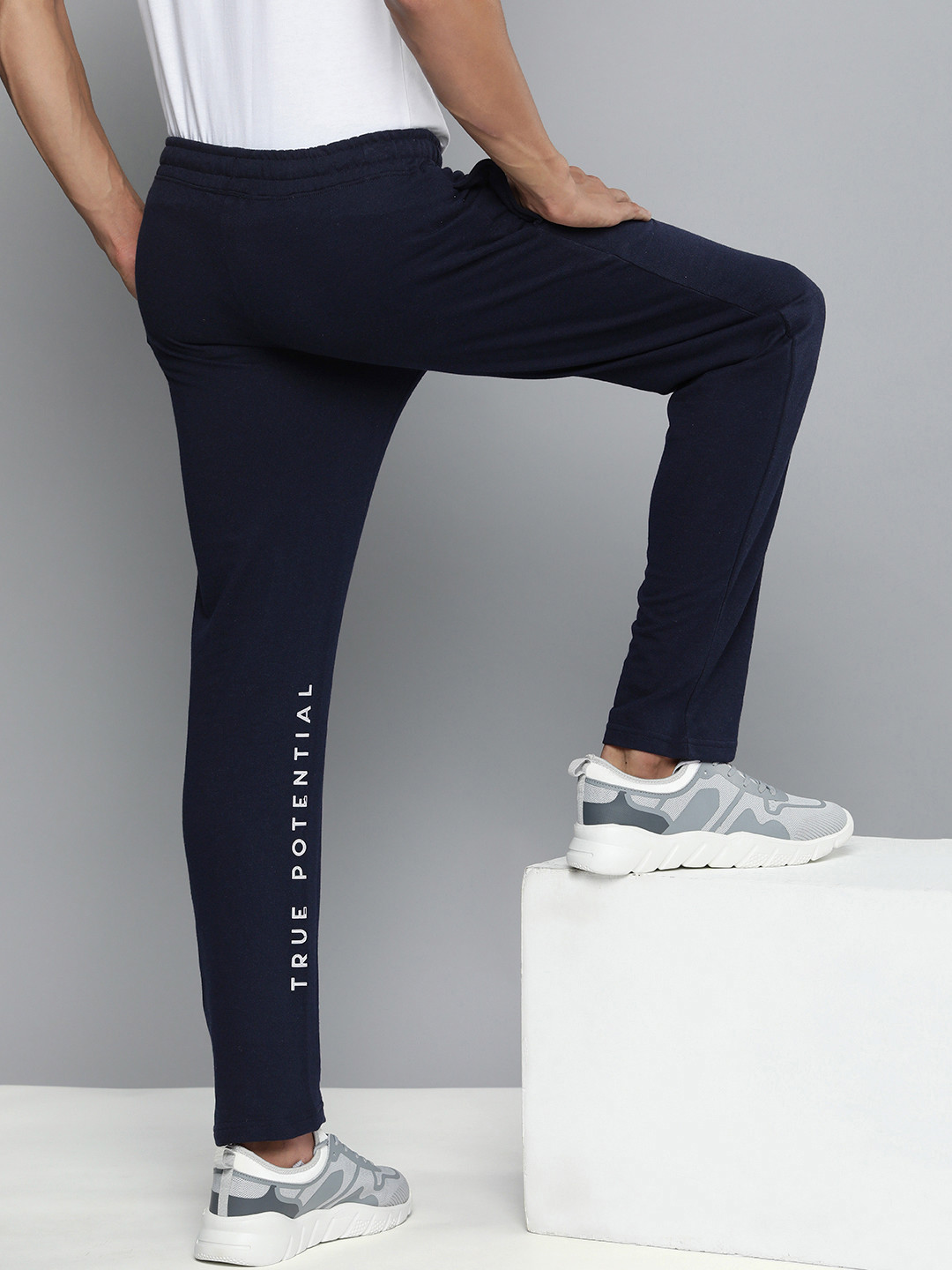 

HRX by Hrithik Roshan Men Typography Printed Track Pants, Navy blue