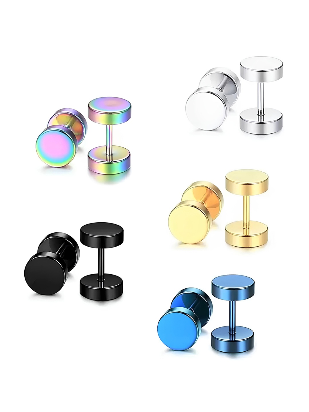 

KARISHMA KREATIONS Men Set Of 5 Stainless Steel Studs, Gold