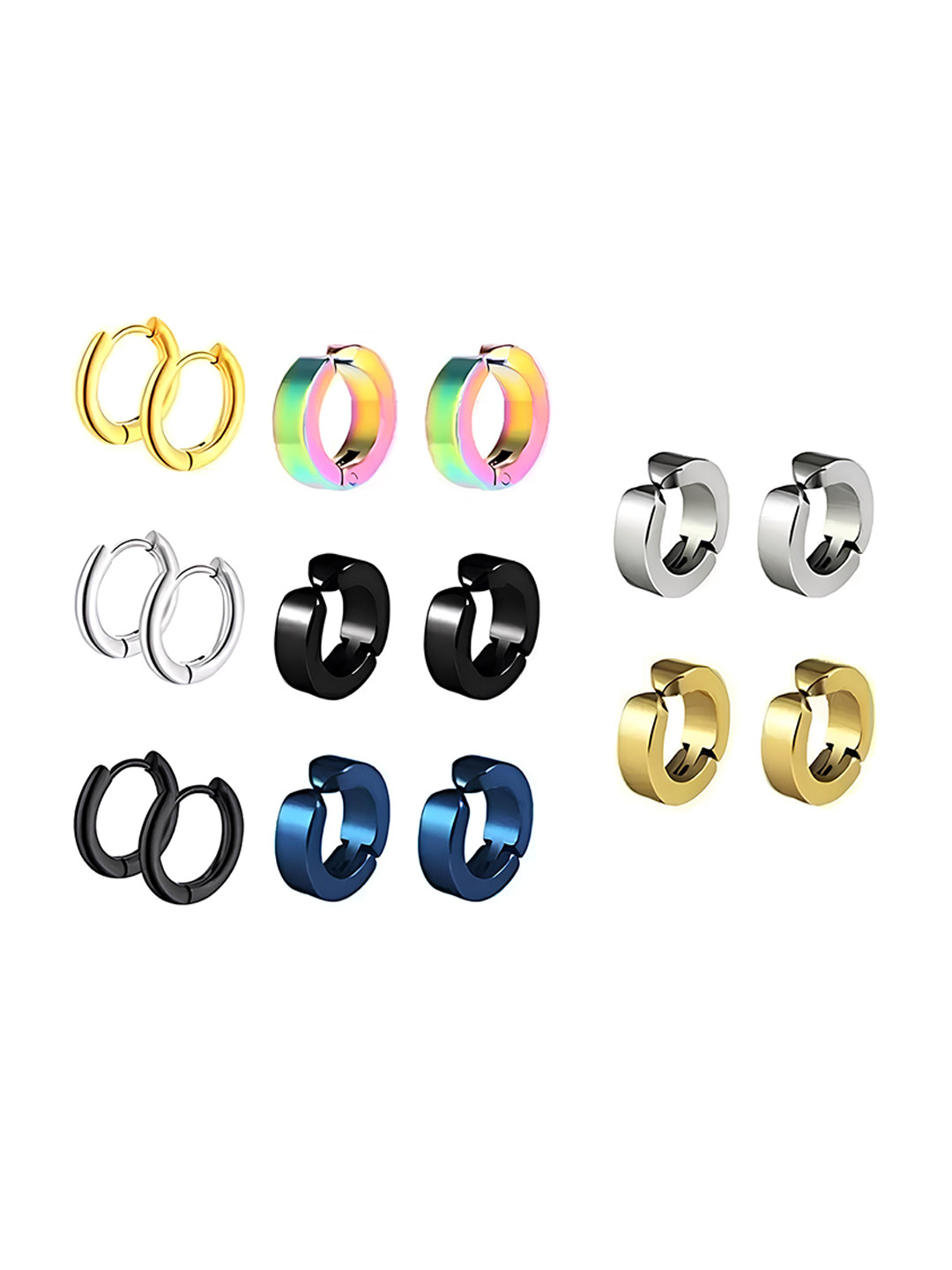 

KARISHMA KREATIONS Set Of 8 Stainless Steel Hoops, Gold