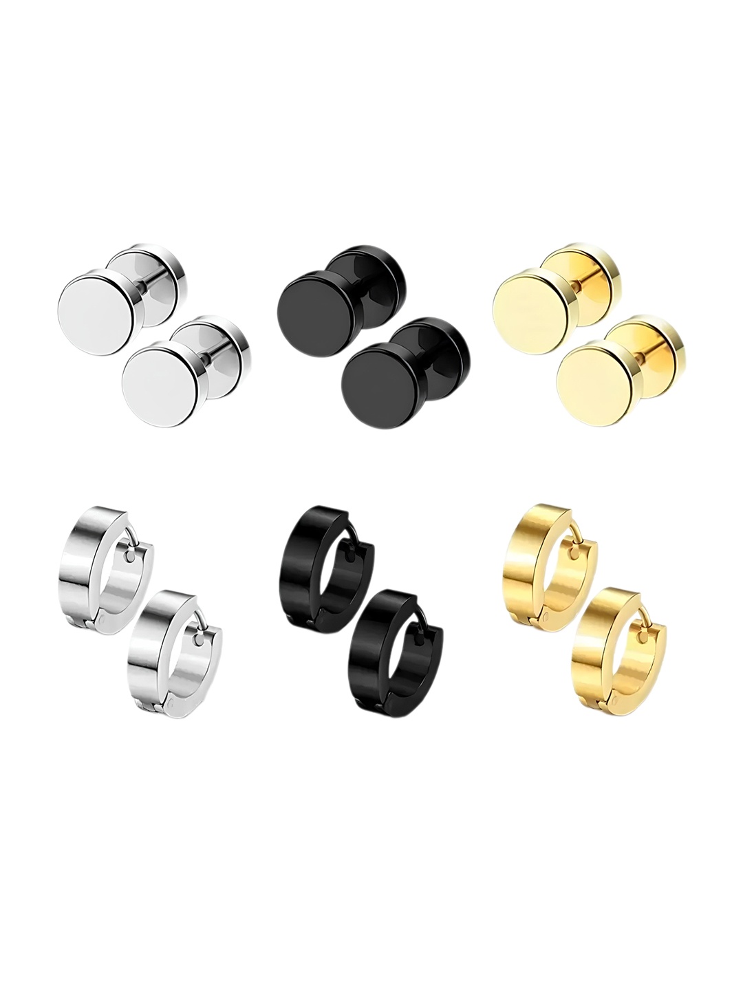 

KARISHMA KREATIONS Men Set of 6 Stainless Steel Earrings, Gold