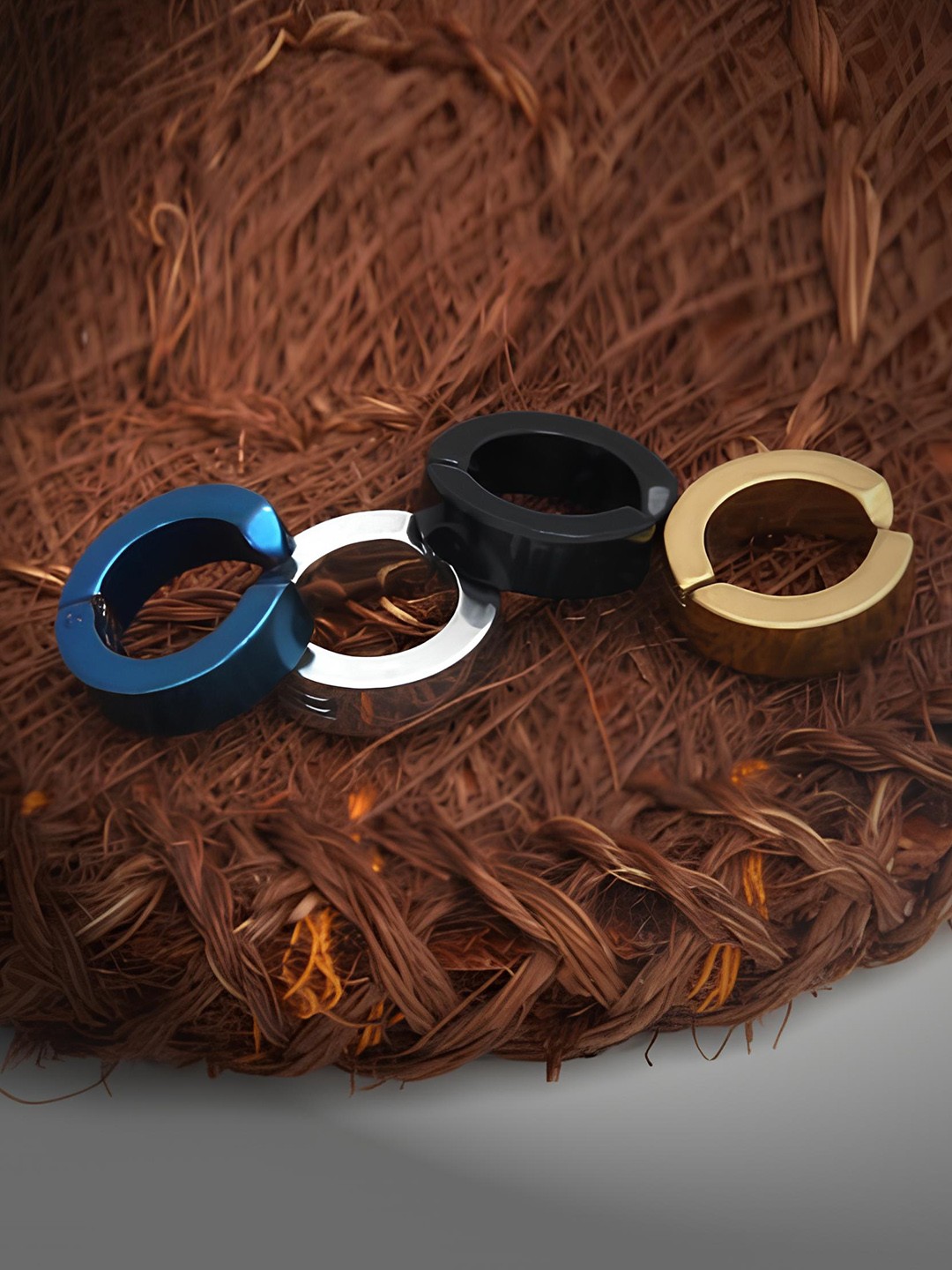 

KARISHMA KREATIONS Men Set Of 4 Circular Hoop Earrings, Gold