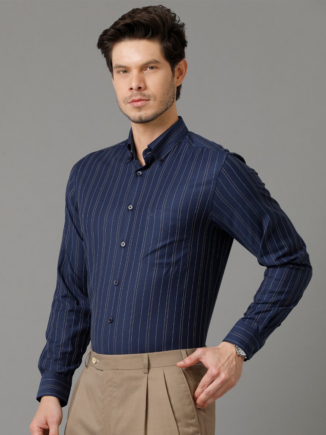 

Aldeno Comfort Vertical Striped Formal Shirt, Navy blue