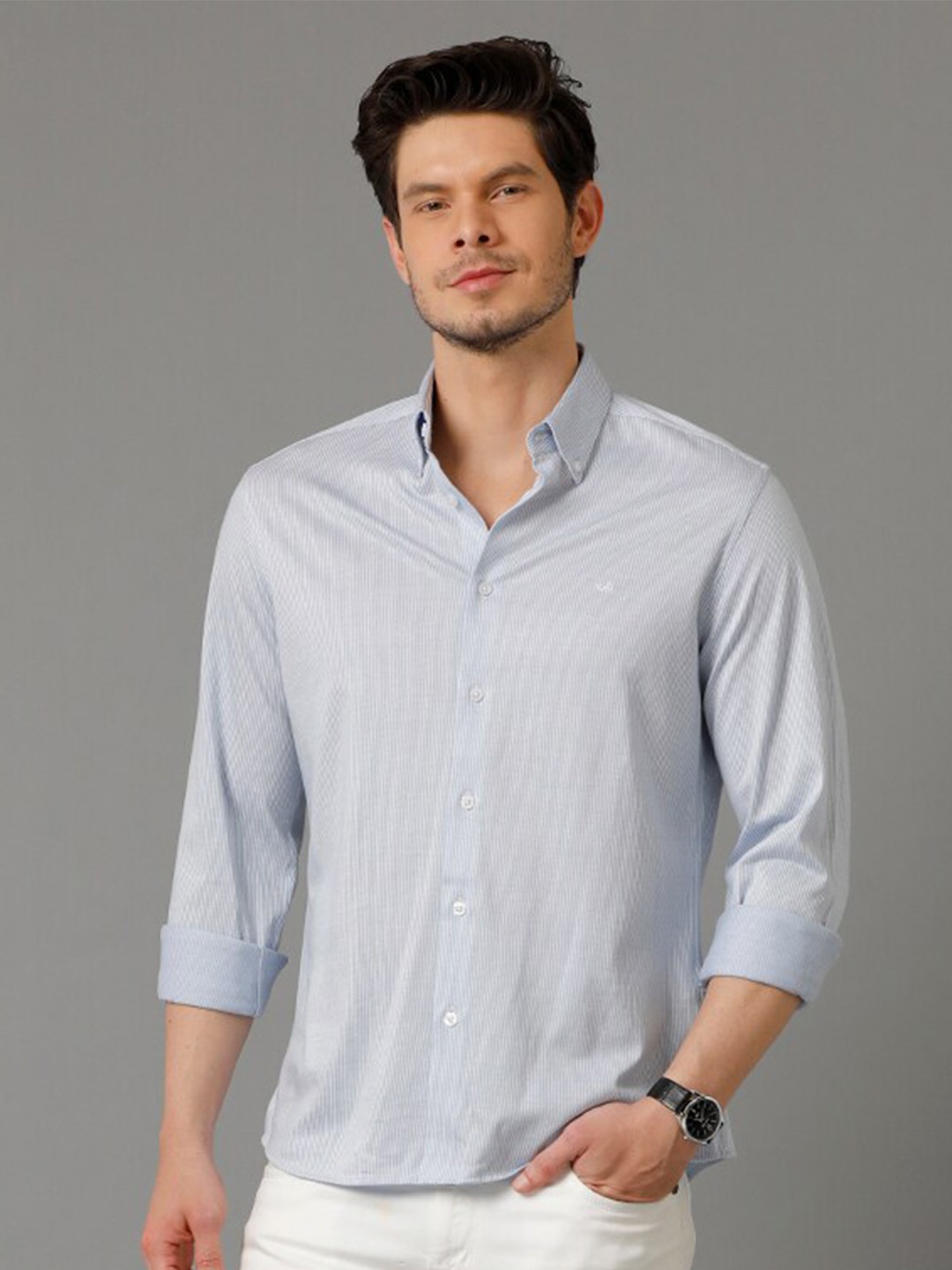 

Aldeno Vertical Striped Comfort Opaque Formal Shirt, Blue