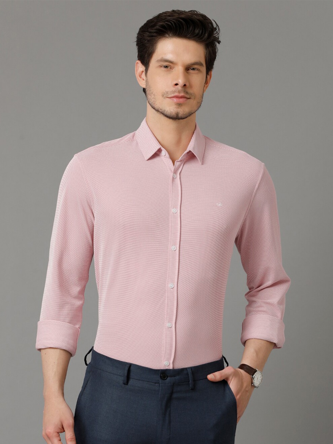 

Aldeno Textured Comfort Opaque Pure Cotton Casual Shirt, Pink
