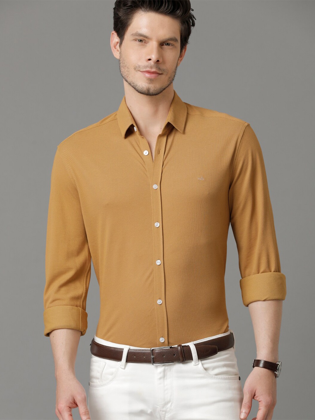 

Aldeno Spread Collar Comfort Opaque Casual Shirt, Brown