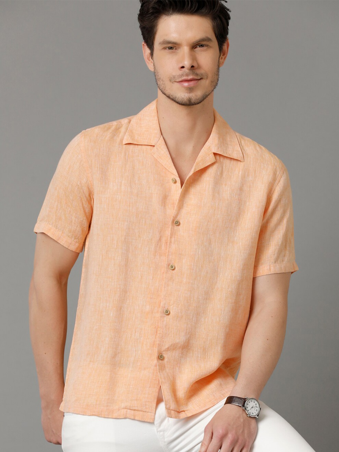 

Aldeno Comfort Fit Pure Linen Casual Shirt, Orange