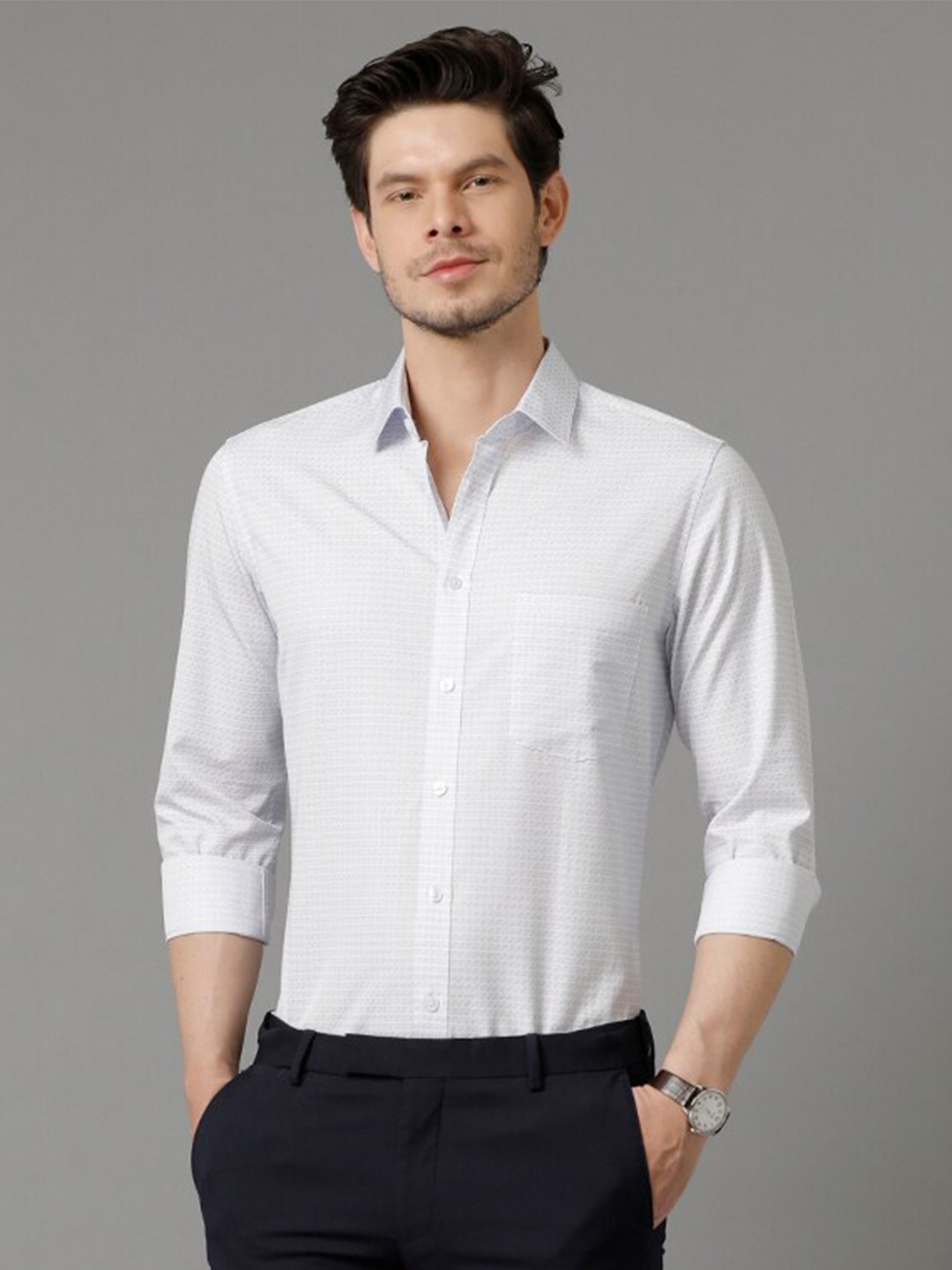 

Aldeno Slim Fit Micro Ditsy Printed Formal Shirt, White
