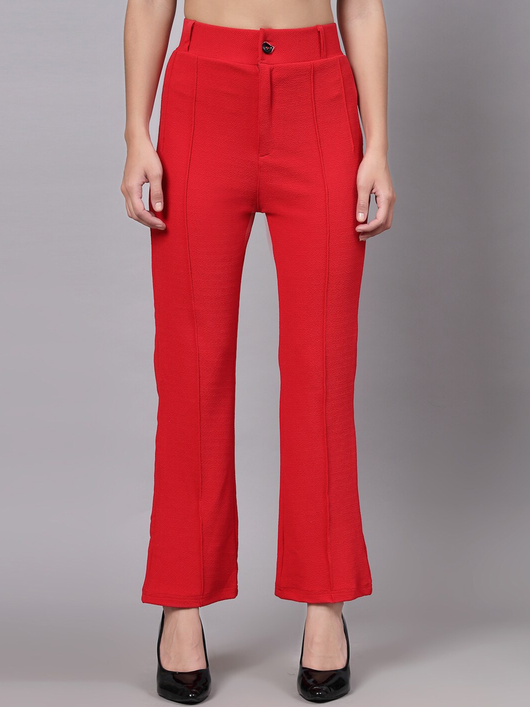 

Molly & Michel Women Loose Fit Parallel Trousers, Red