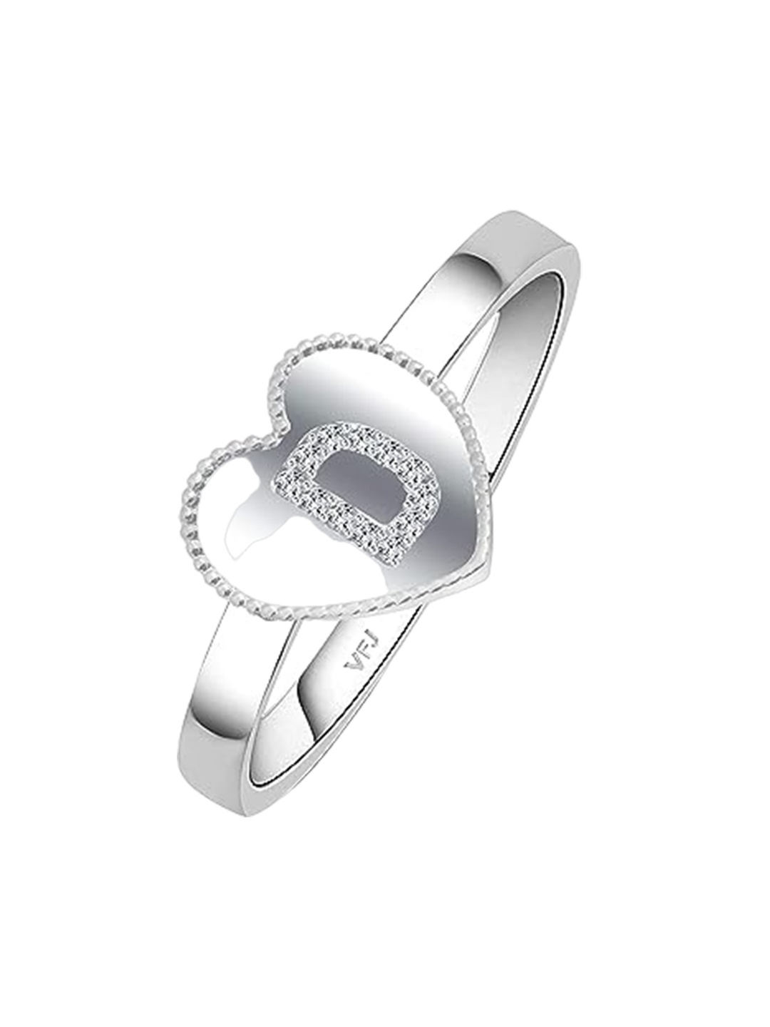 

Vighnaharta Rhodium-Plated CZ Studded Heart Shaped Finger Ring, Silver