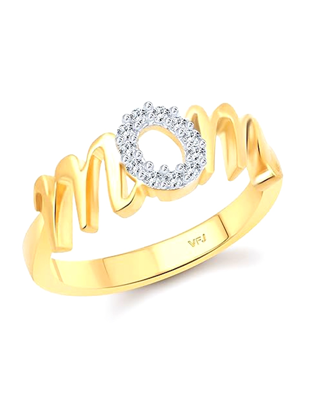 

Vighnaharta Gold-Plated CZ-Stone Studded Mom-Shaped Finger Ring