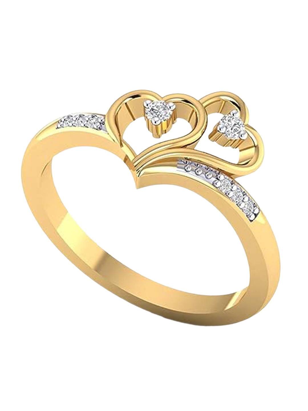 

Vighnaharta Gold-Plated CZ-Stone Studded Heart-Shaped Finger Ring