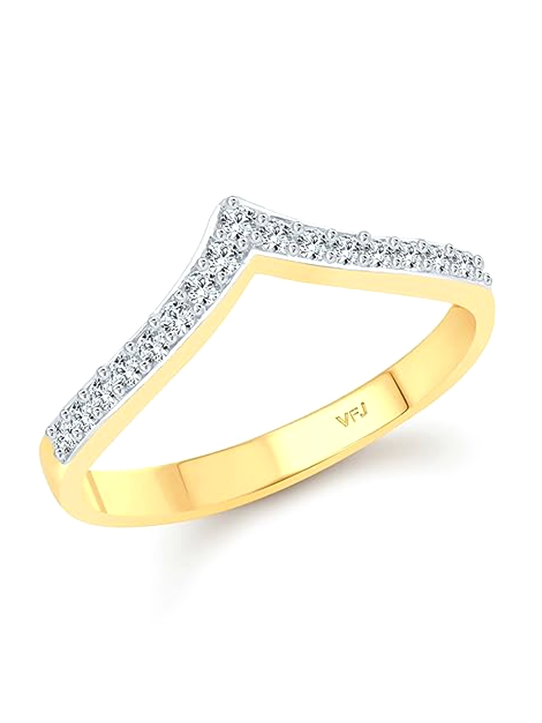 

Vighnaharta Gold-Plated CZ-Studded V-Shaped Finger Ring