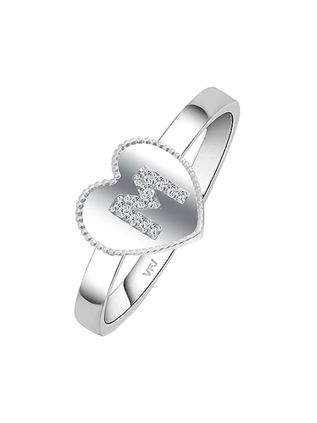 

Vighnaharta Rhodium-Plated CZ Studded Heart Shaped Finger Ring, Silver