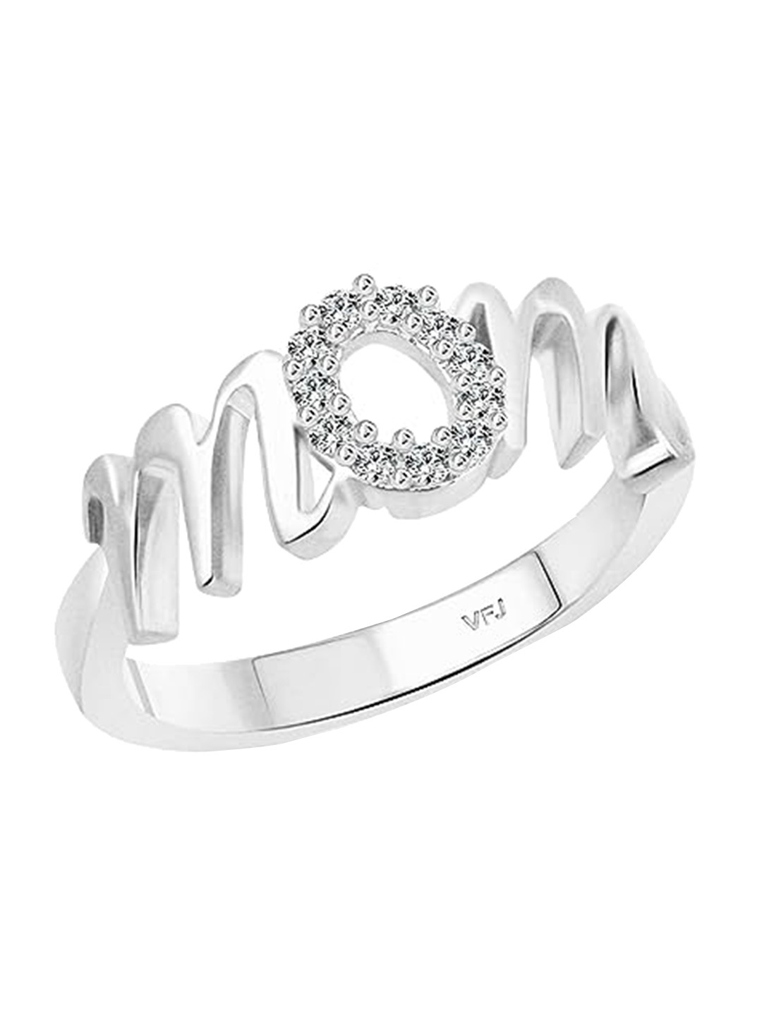 

Vighnaharta Rhodium-Plated CZ Studded Finger Ring, Silver