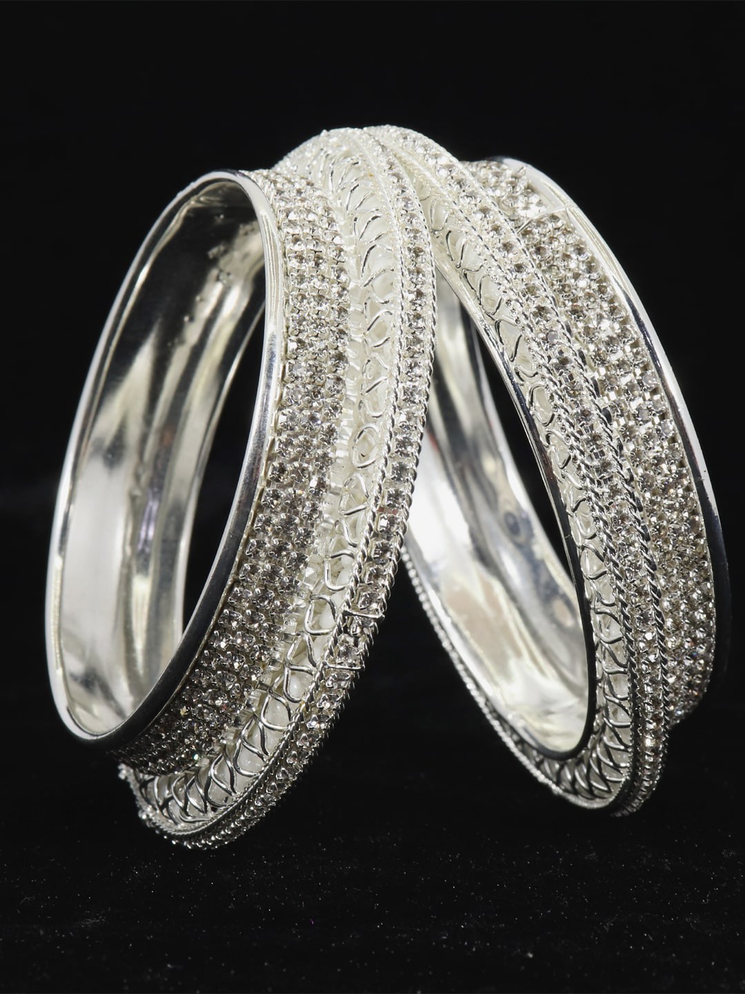 

NMII Set Of 2 Gold-Plated Alloy Bangles, Silver