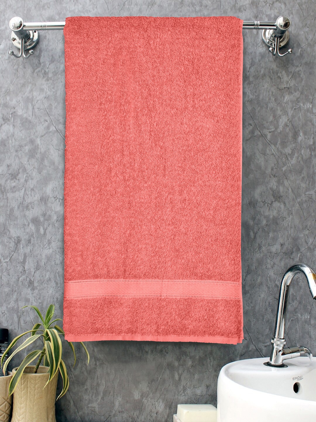 

Home Fresh Everyday Peach-Coloured 400 GSM Pure Cotton Bath Towel