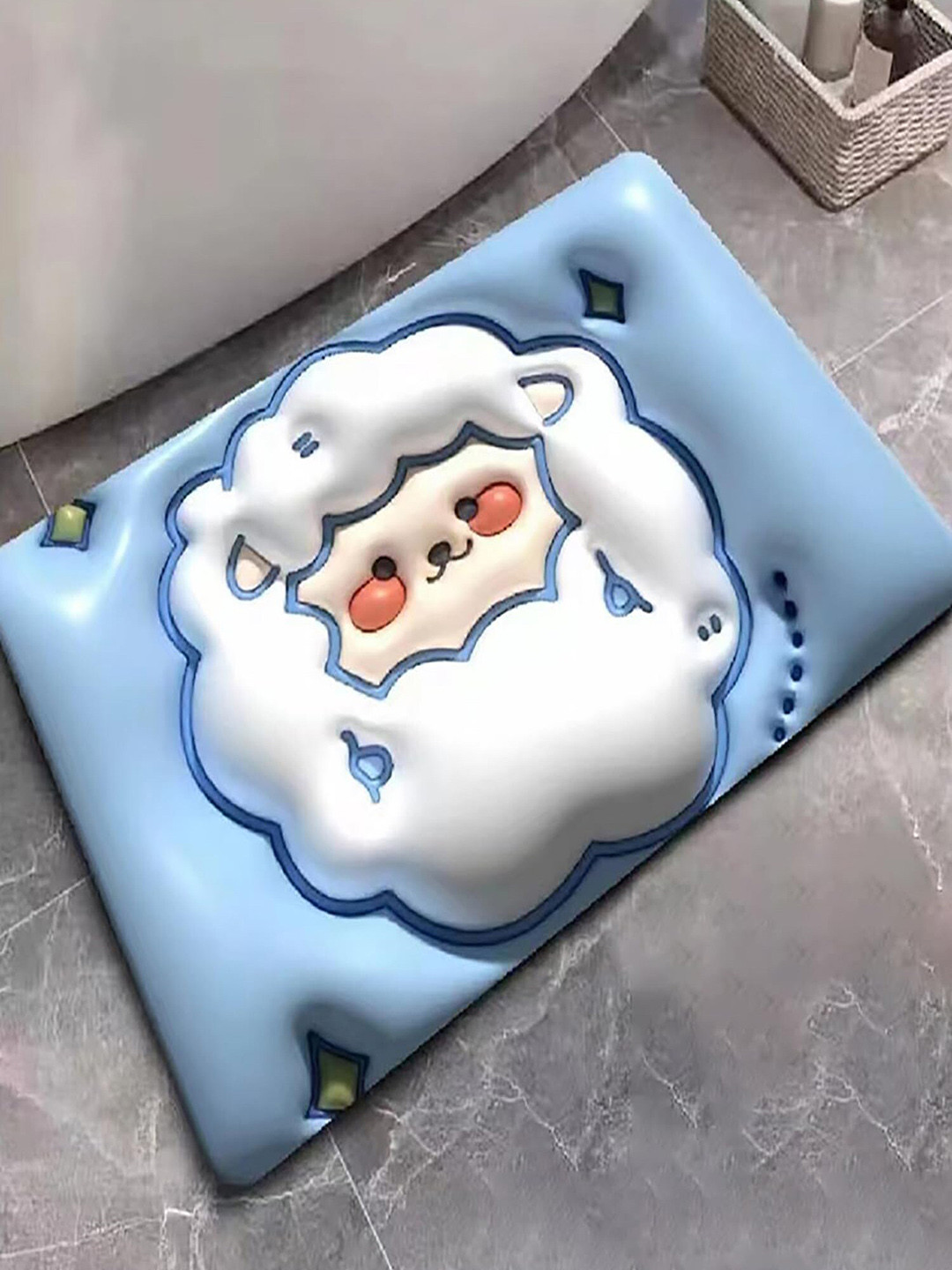 

HOUSE OF QUIRK Blue & White 3D Shaped Absorbent Non-Slip Bath Mat