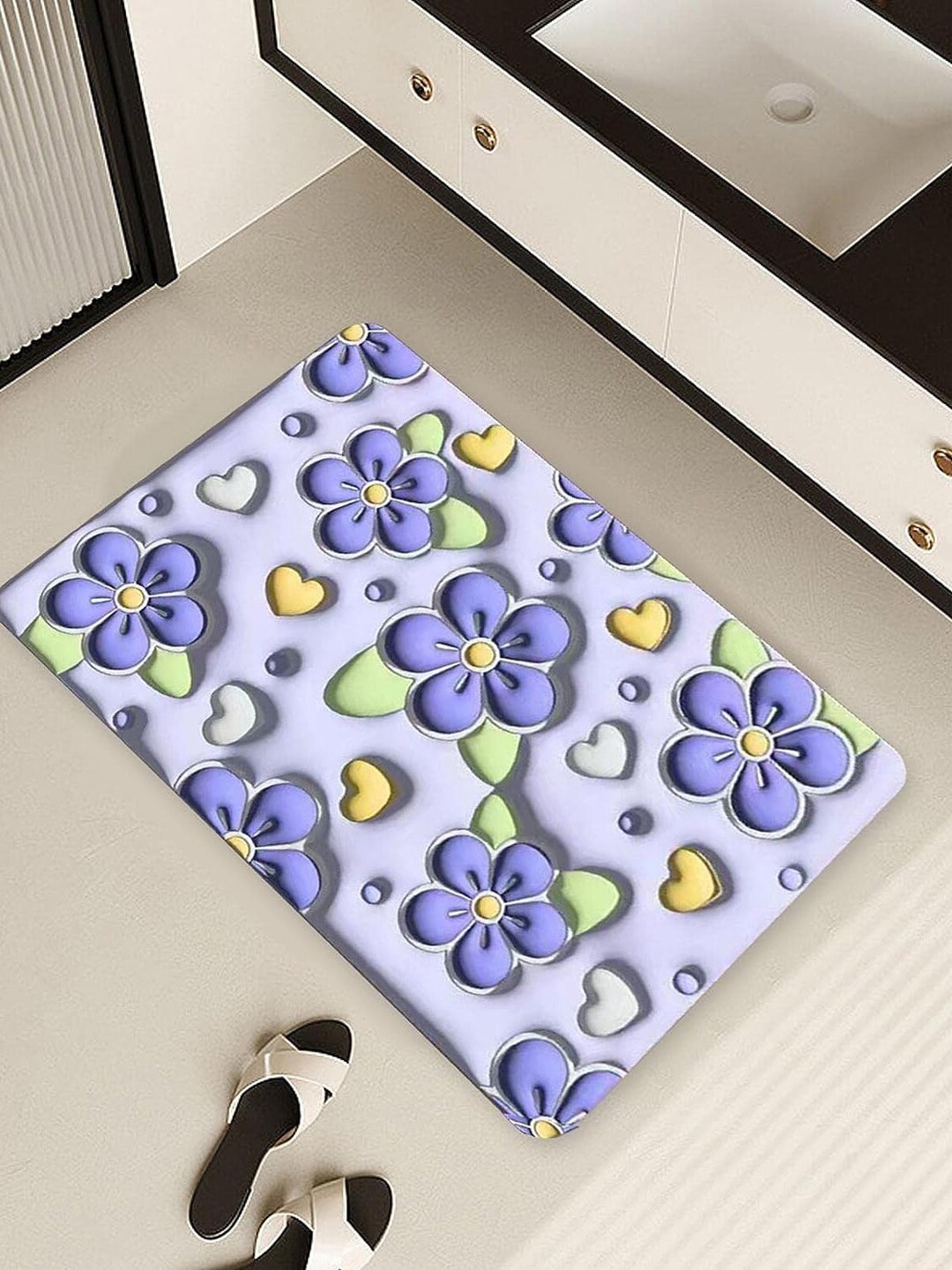 

HOUSE OF QUIRK Blue & Green 3D Shaped Absorbent Non-Slip Bath Rug