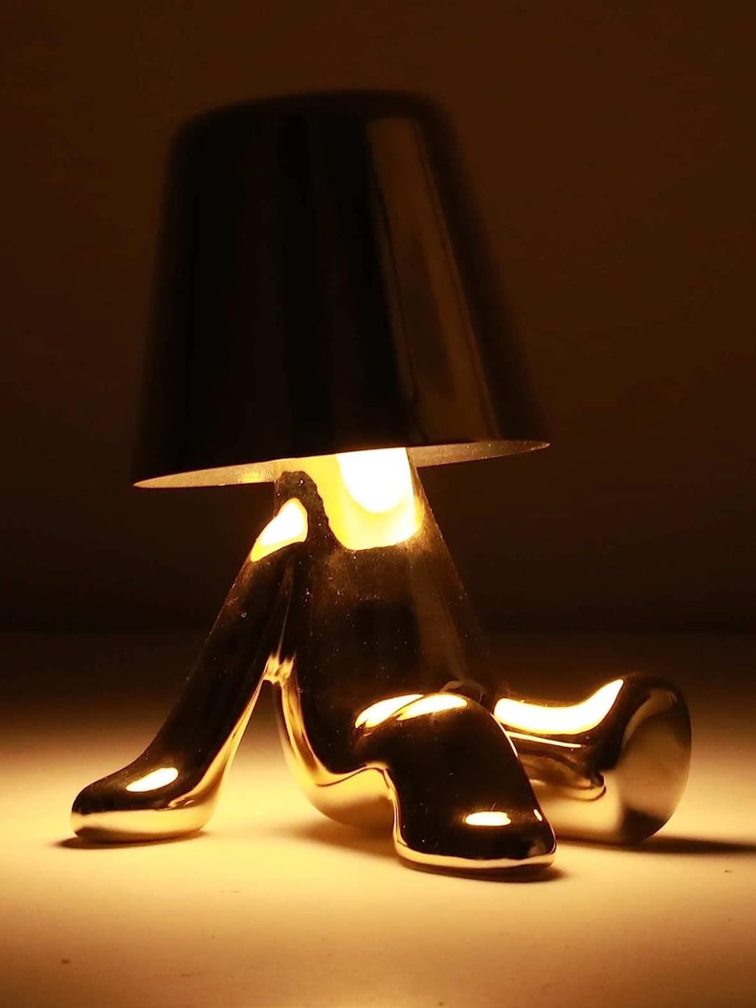 

Art Street Nordic Beige Metal Wireless Tourch Table Lamps, Gold