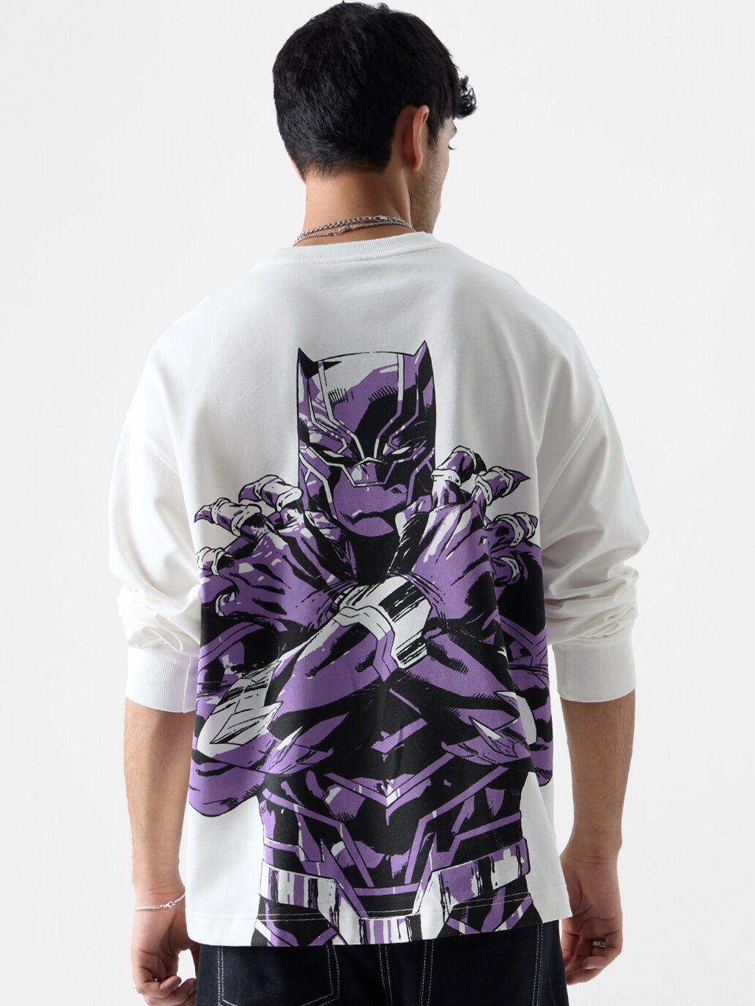 

The Souled Store Black Panther Printed Cotton Oversized T-shirt, White