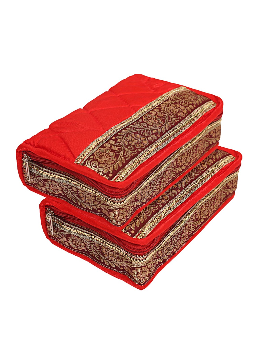 

Kuber Industries Red 2 Pieces Cotton Foldable Organisers