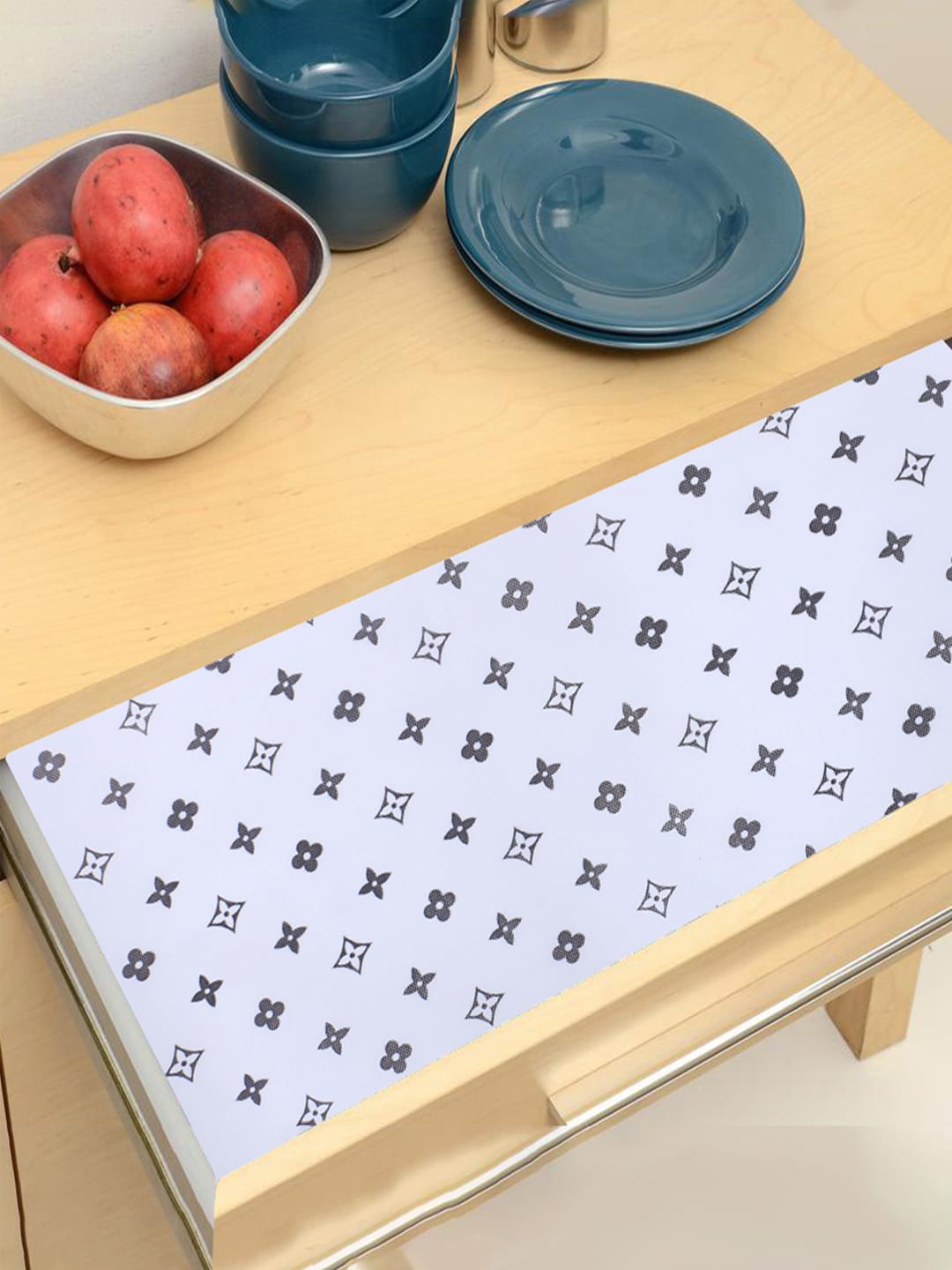 

Kuber Industries White 2 Pieces Printed EVA Shelf Liner