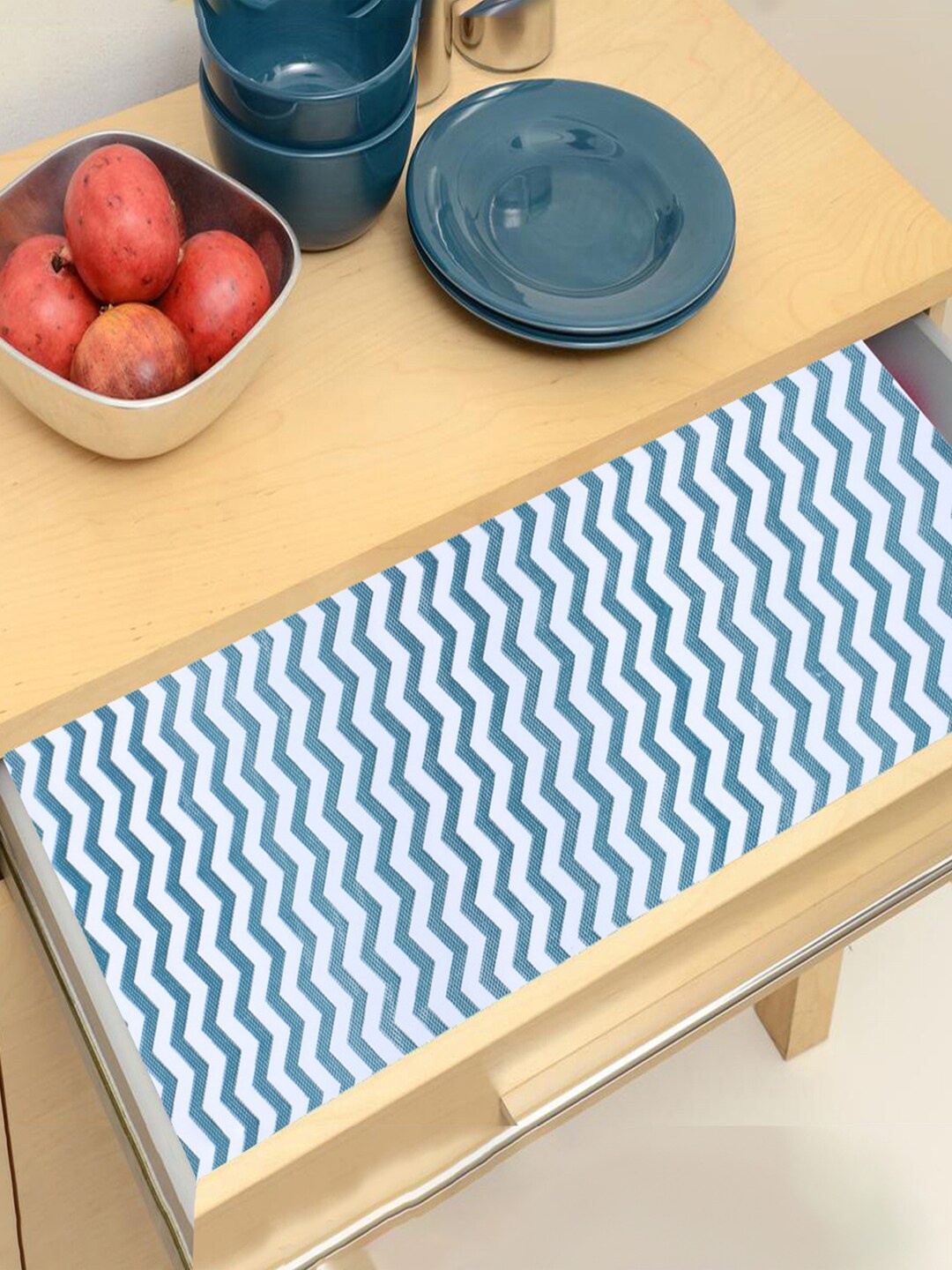 

Kuber Industries Green & White Zig Zag Design EVA BPA Free Shelf Liner