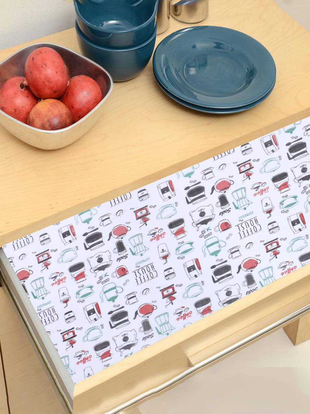 

Kuber Industries White 2-Pieces Printed EVA BPA Free Shelf Liner
