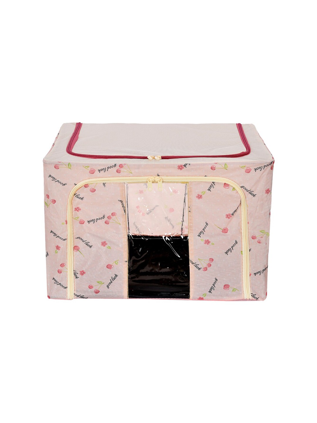 

Kuber Industries Pink Printed Steel Frame Storage Organiser