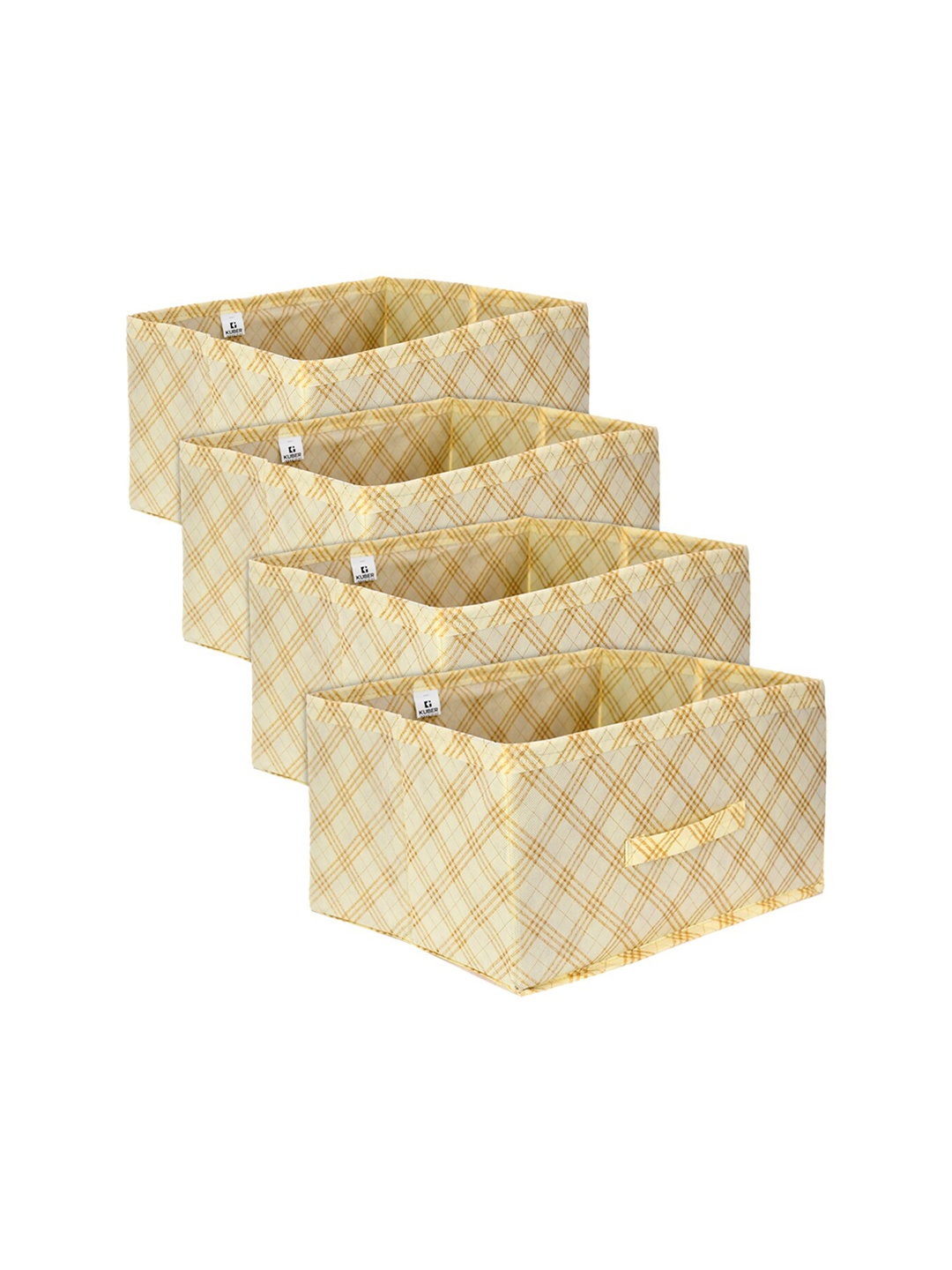 

Kuber Industries Cream-Colored 4 Pieces Checked Drawer Storage Organisers