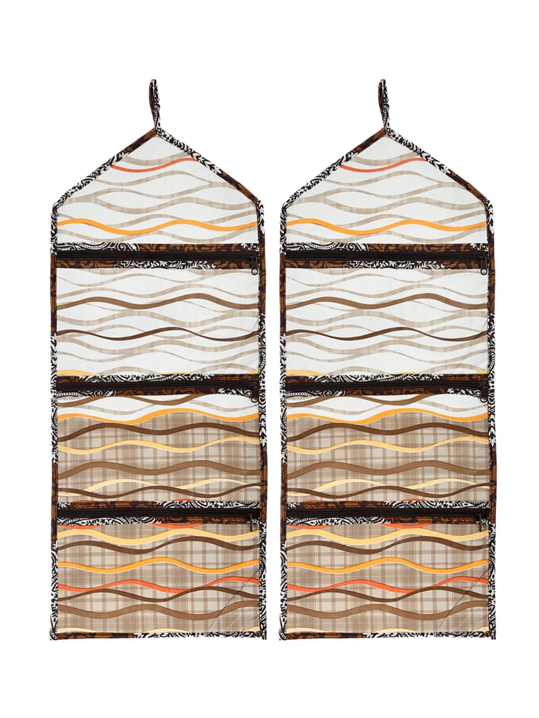 

Kuber Industries Cream-Colored 2 Pieces Zig Zag Design Foldable Organisers