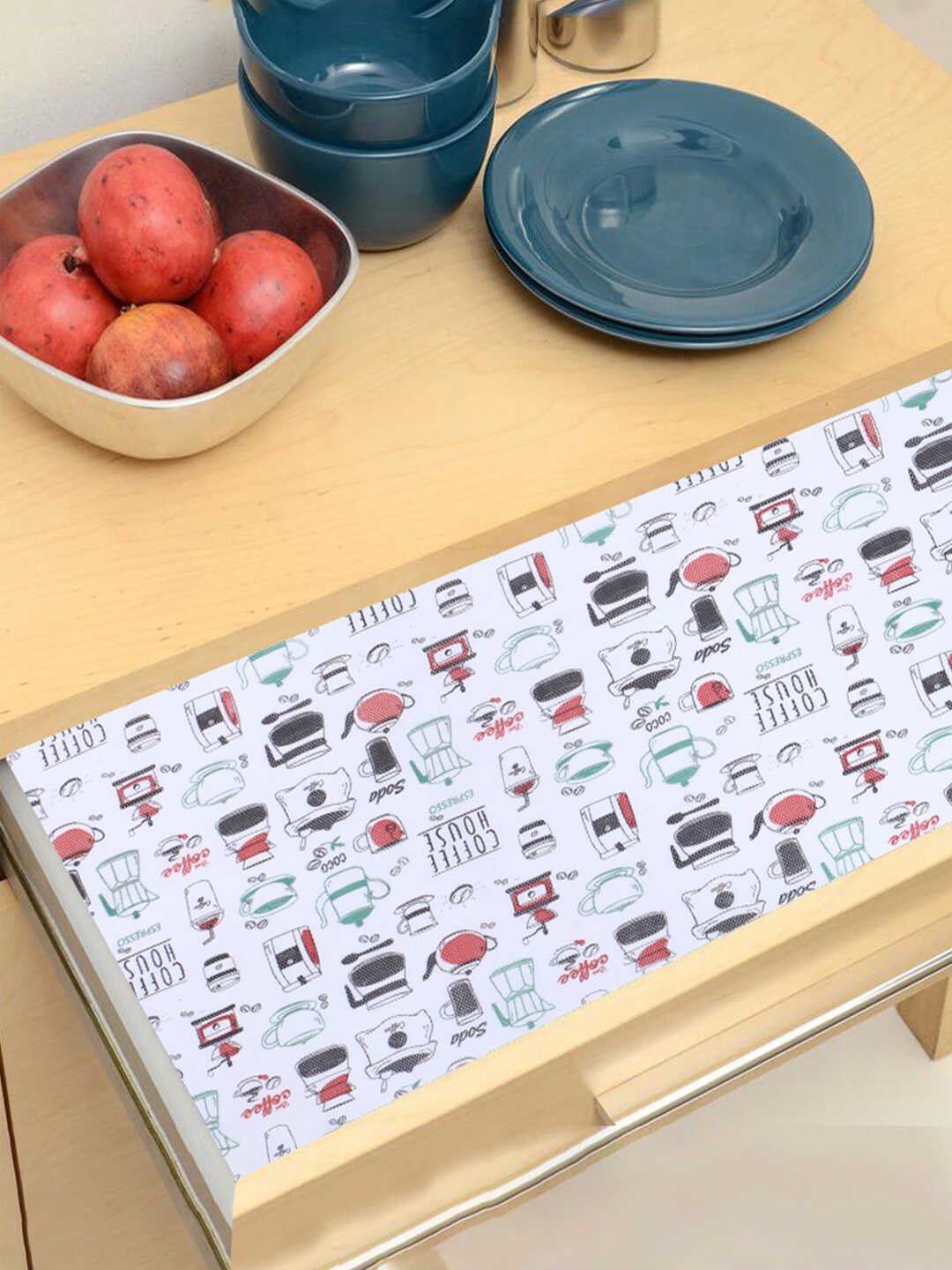 

Kuber Industries White Printed EVA BPA Free Shelf Liner