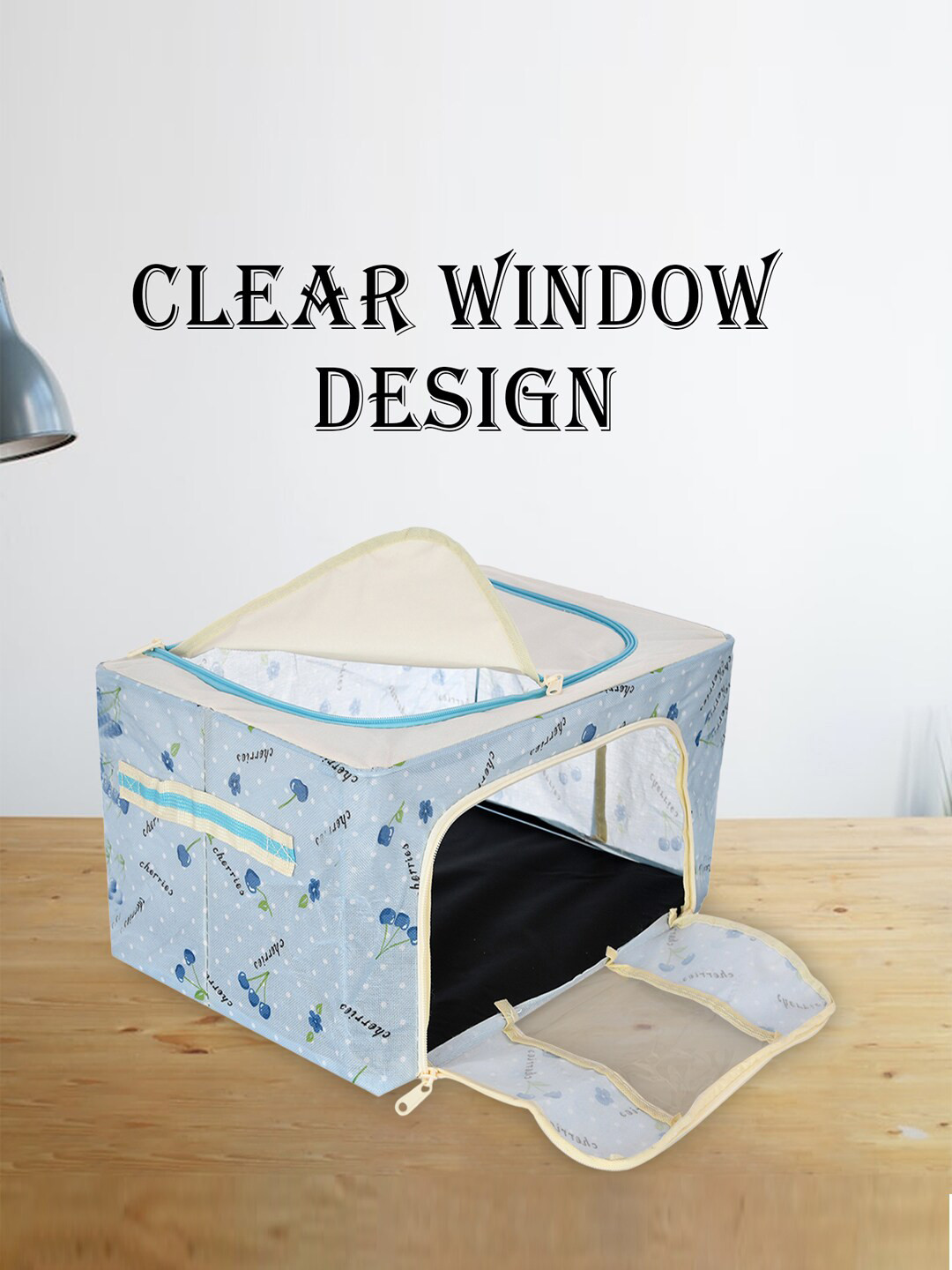 

Kuber Industries Blue 2-Pieces Printed Steel Frame Storage Box Organisers