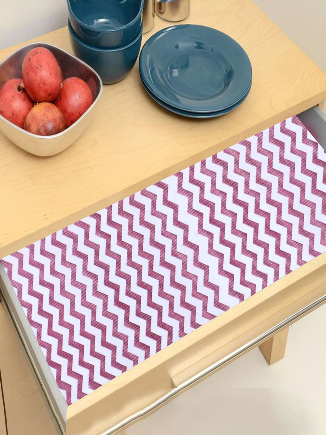 

Kuber Industries Pink Zig Zag Design BPA Free Shelf Liner