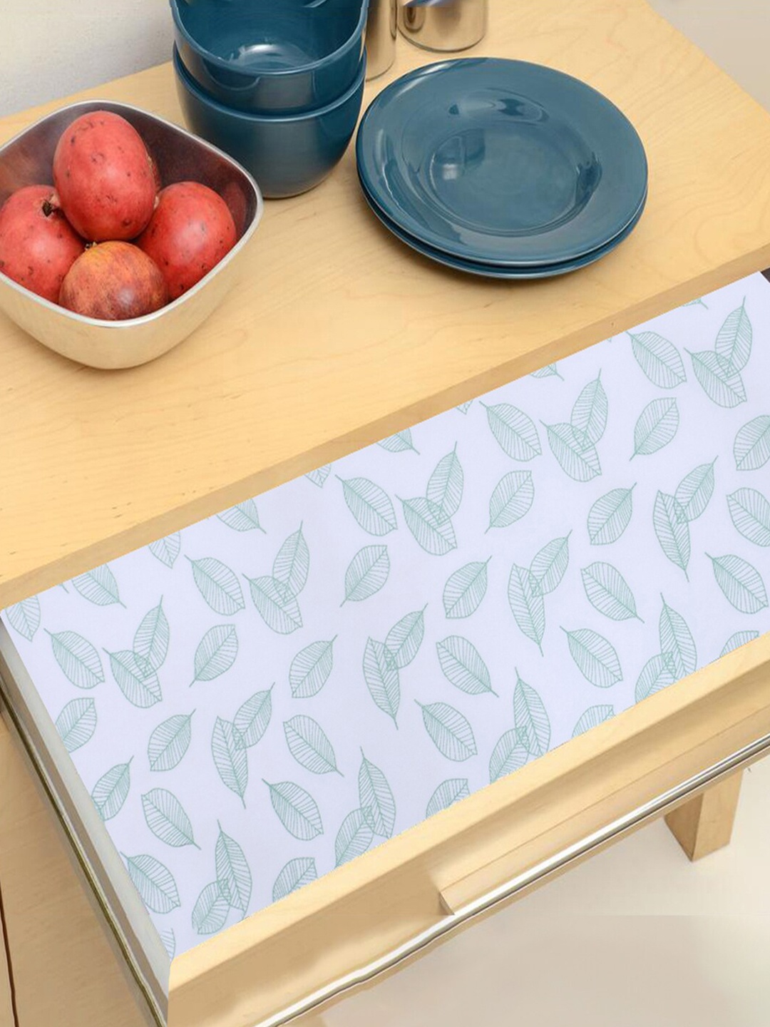 

Kuber Industries White & Green 2 Pieces Printed EVA BPA Free Shelf Liner