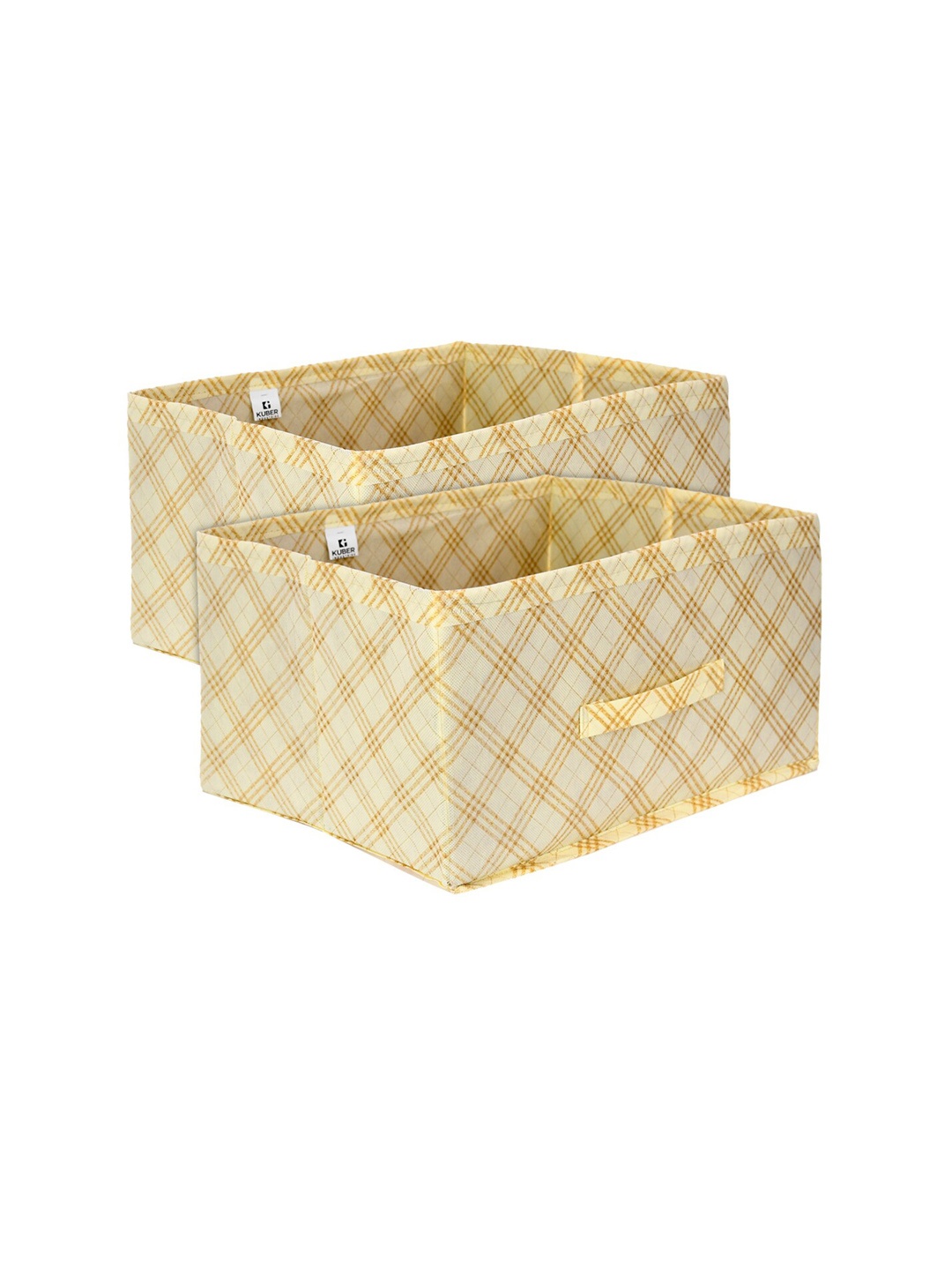 

Kuber Industries Cream-Colored 2 Pieces Checked Drawer Storage Organisers